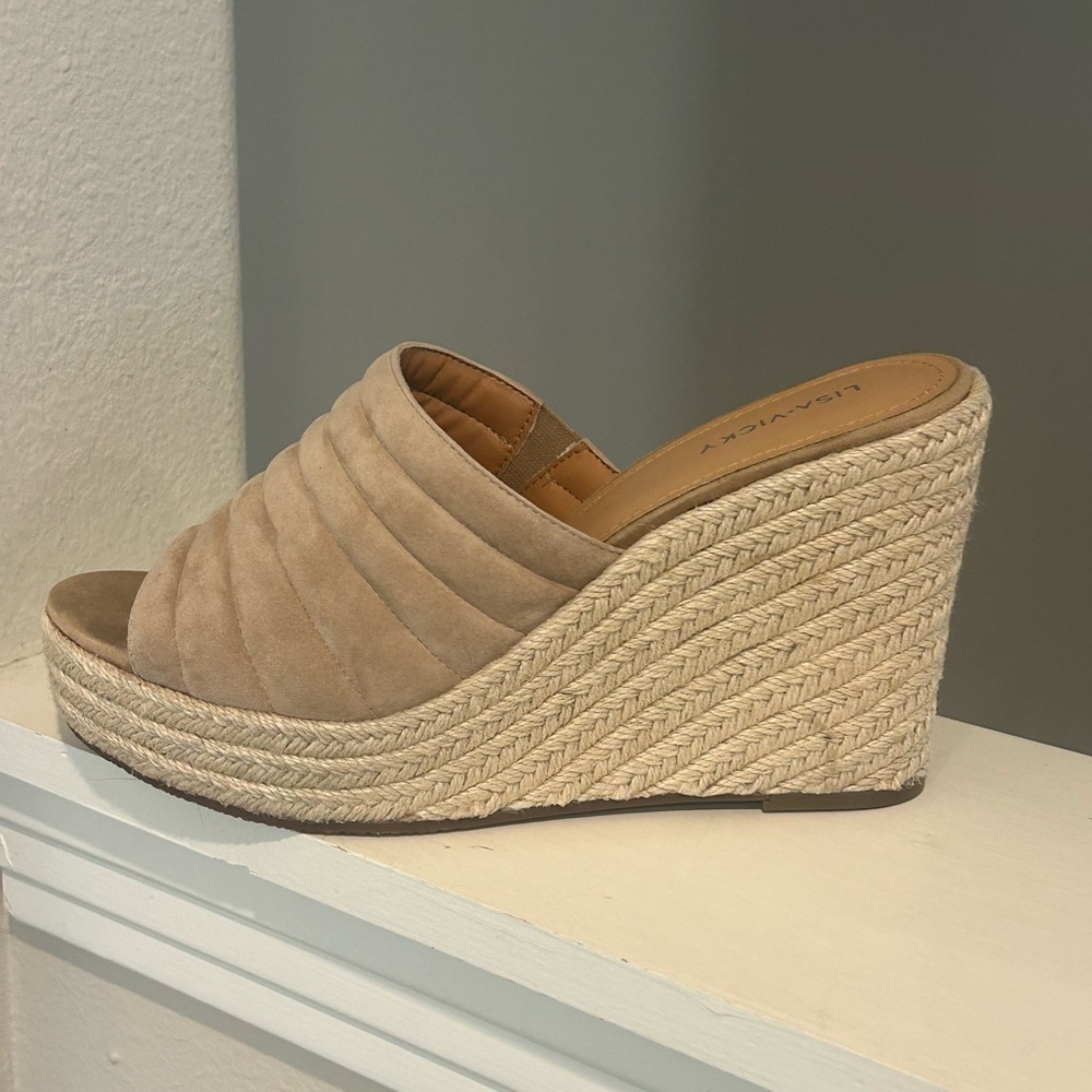 Lisa Vicky Gogo Wedge Sandals Womens 11M Canyon Sun Suede Slip On Comfort New - Picture 4 of 9